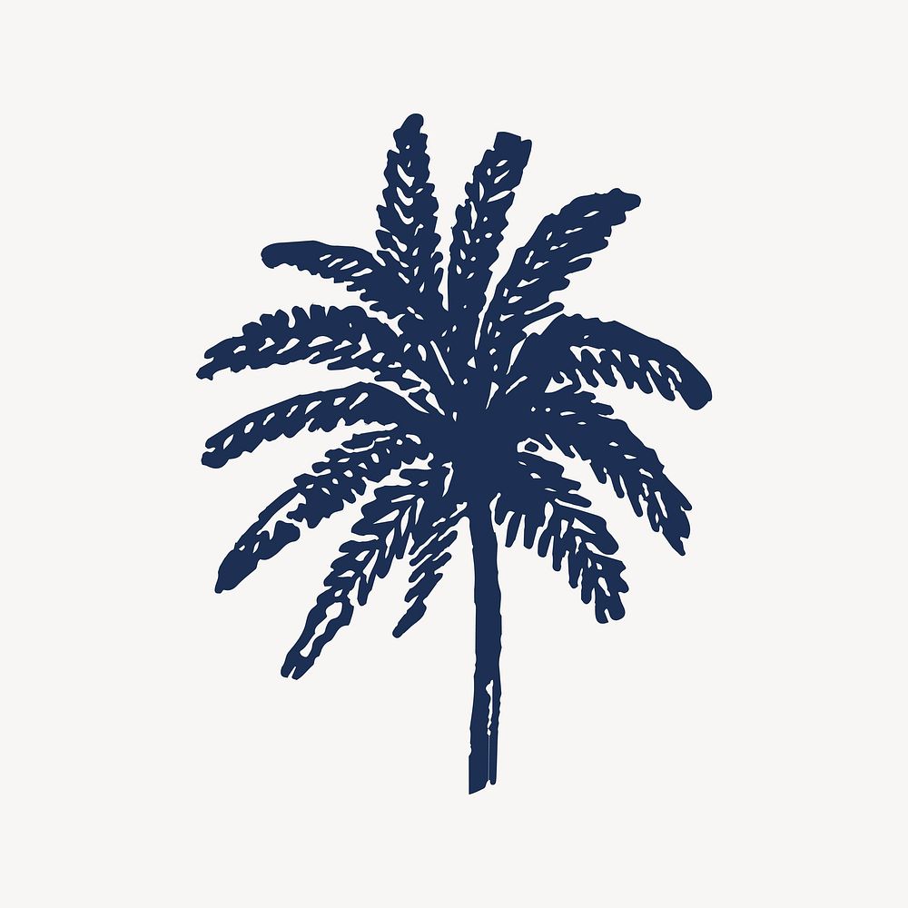 Palm tree rubber stamp, collage element vector