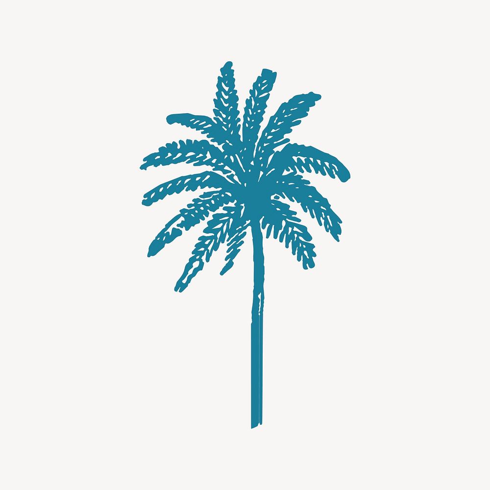 Palm tree rubber stamp, collage element vector