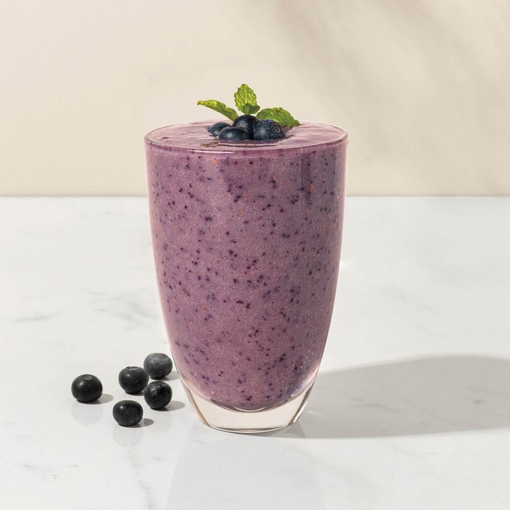 Fresh blueberry smoothie, healthy drink menu