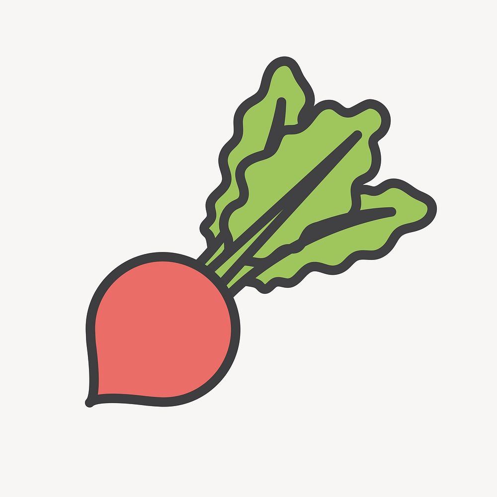 Radish icon illustration, food collage element vector