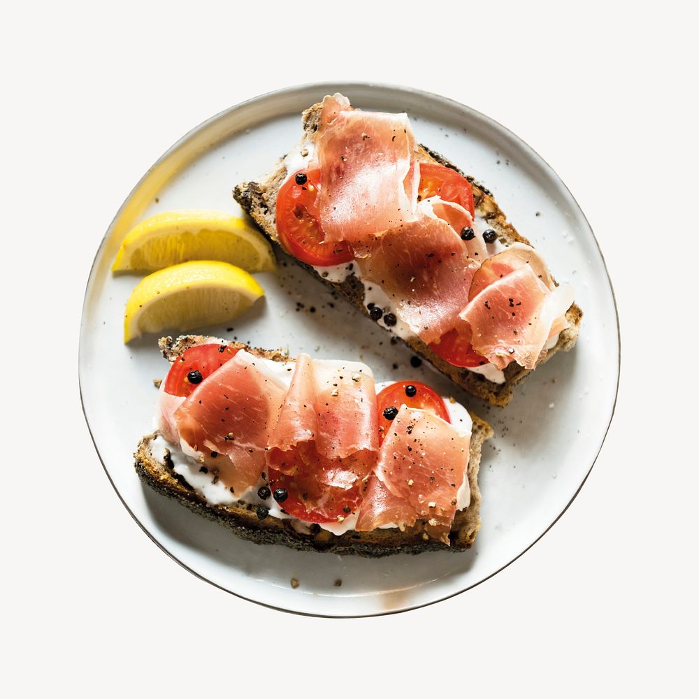 Parma ham sandwich, breakfast collage element