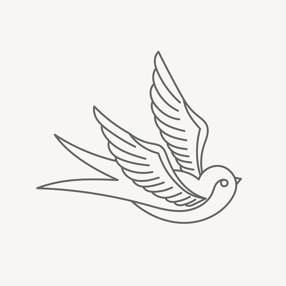 Bird line art, design element vector