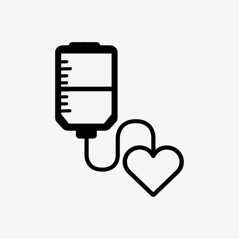 Blood donation icon collage element, black & white design vector