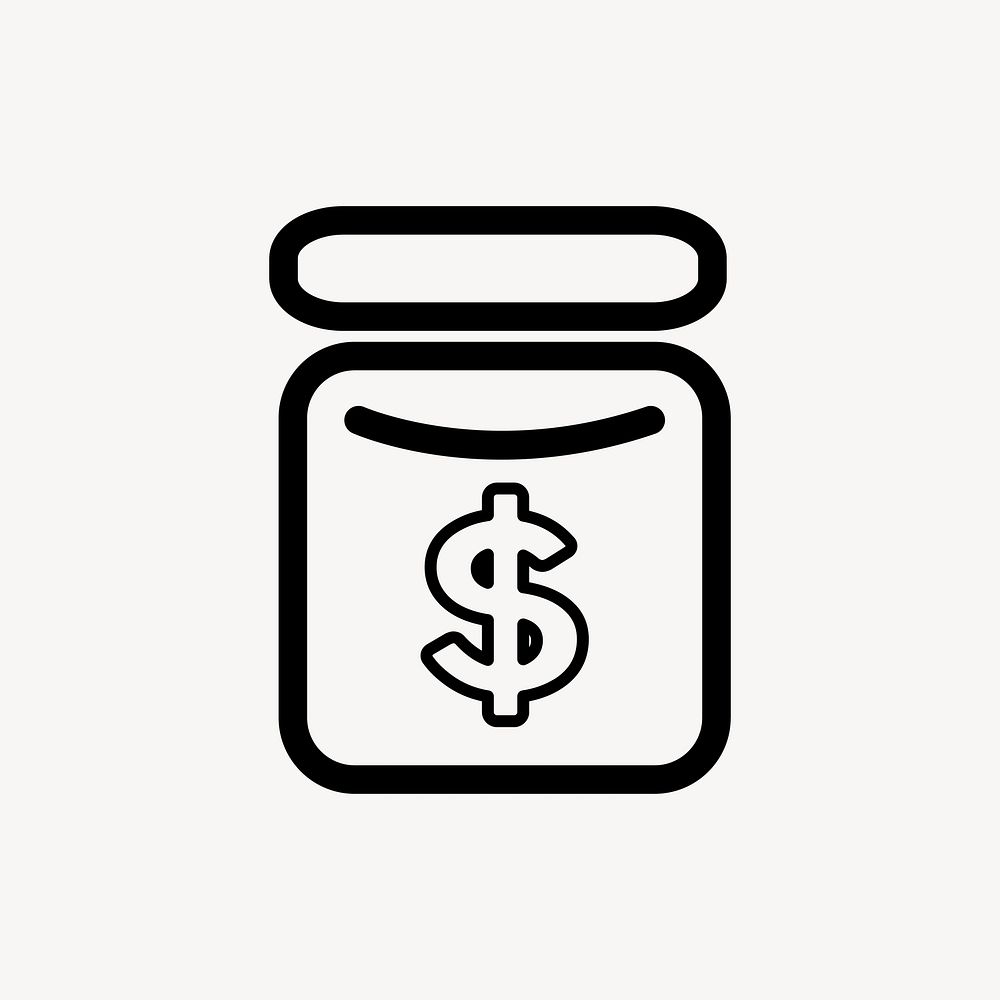 Saving money icon collage element, black & white design vector