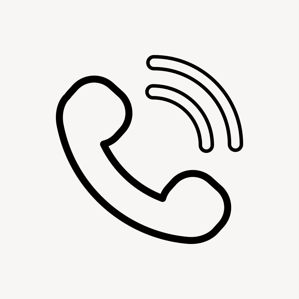 Phone call icon collage element, black & white design