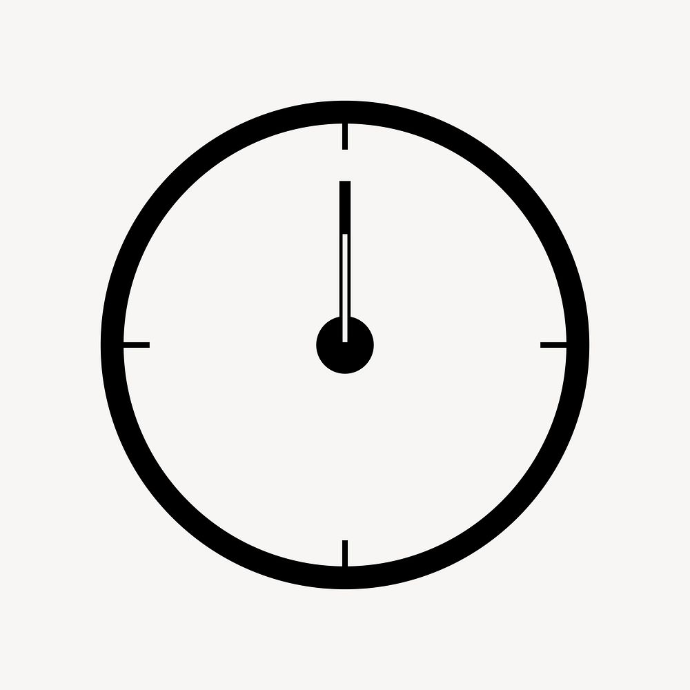 Clock icon collage element, black & white design vector