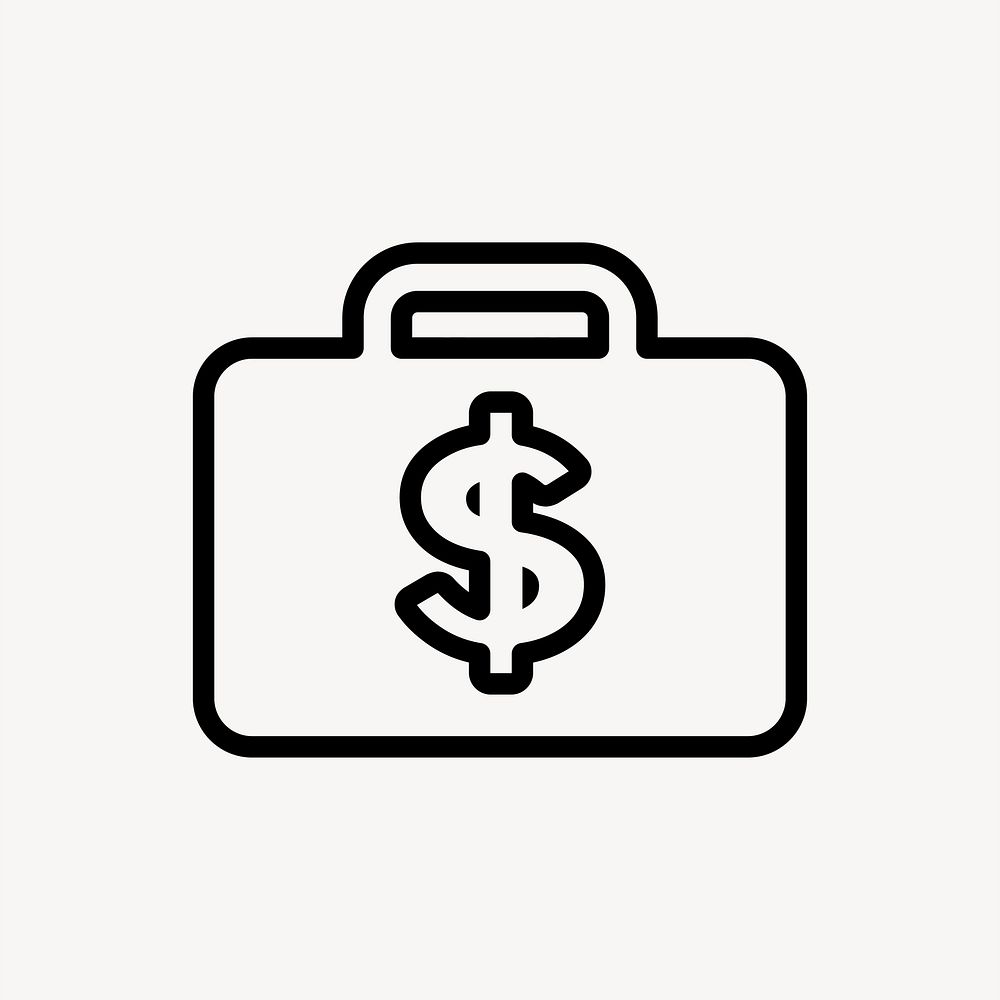 Money briefcase icon collage element, black & white design vector