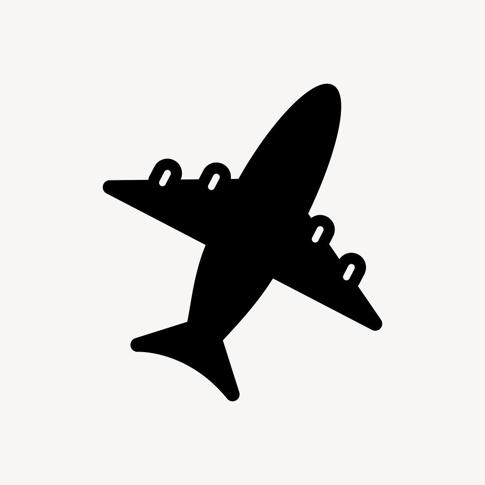 Airplane icon collage element, black & white design vector