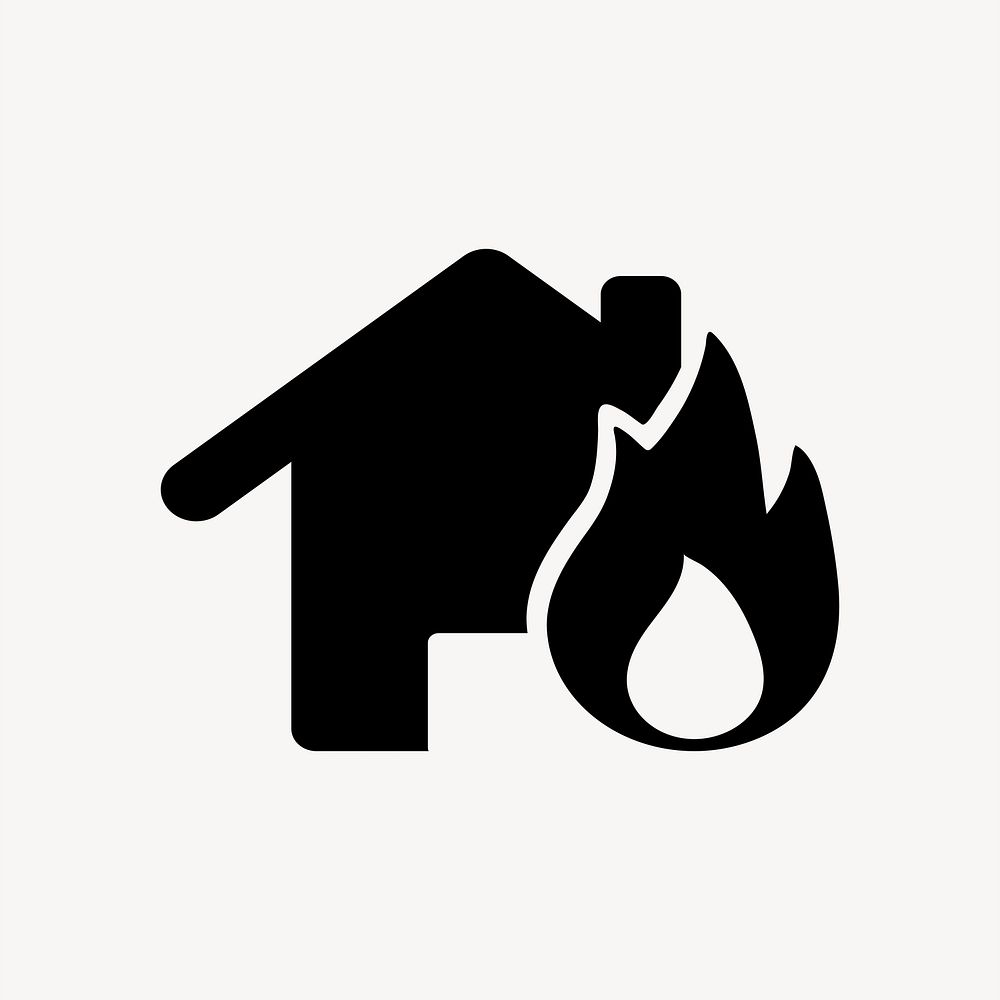 House fire icon collage element, black & white design vector