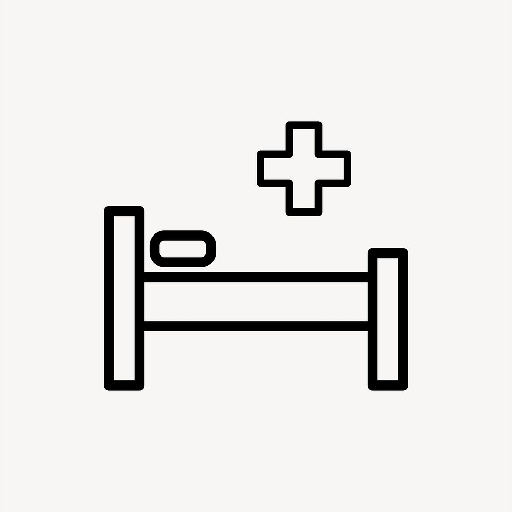 Hospital bed icon collage element, black & white design vector