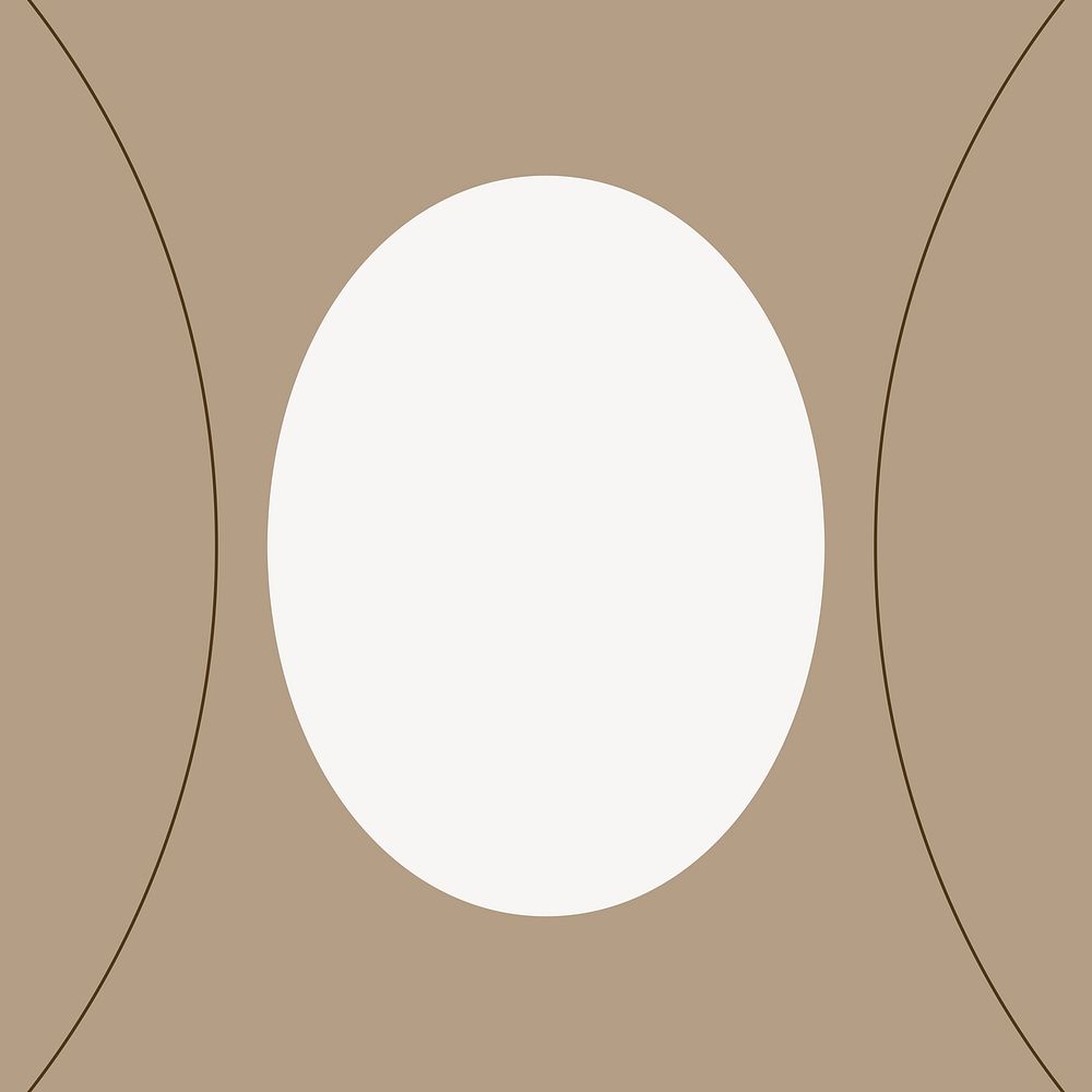 Beige oval frame, brown background, collage element vector