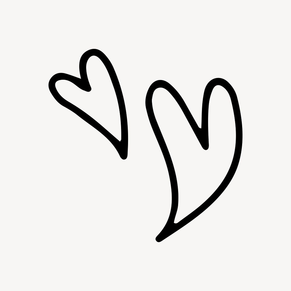 Heart black & white doodle design element vector