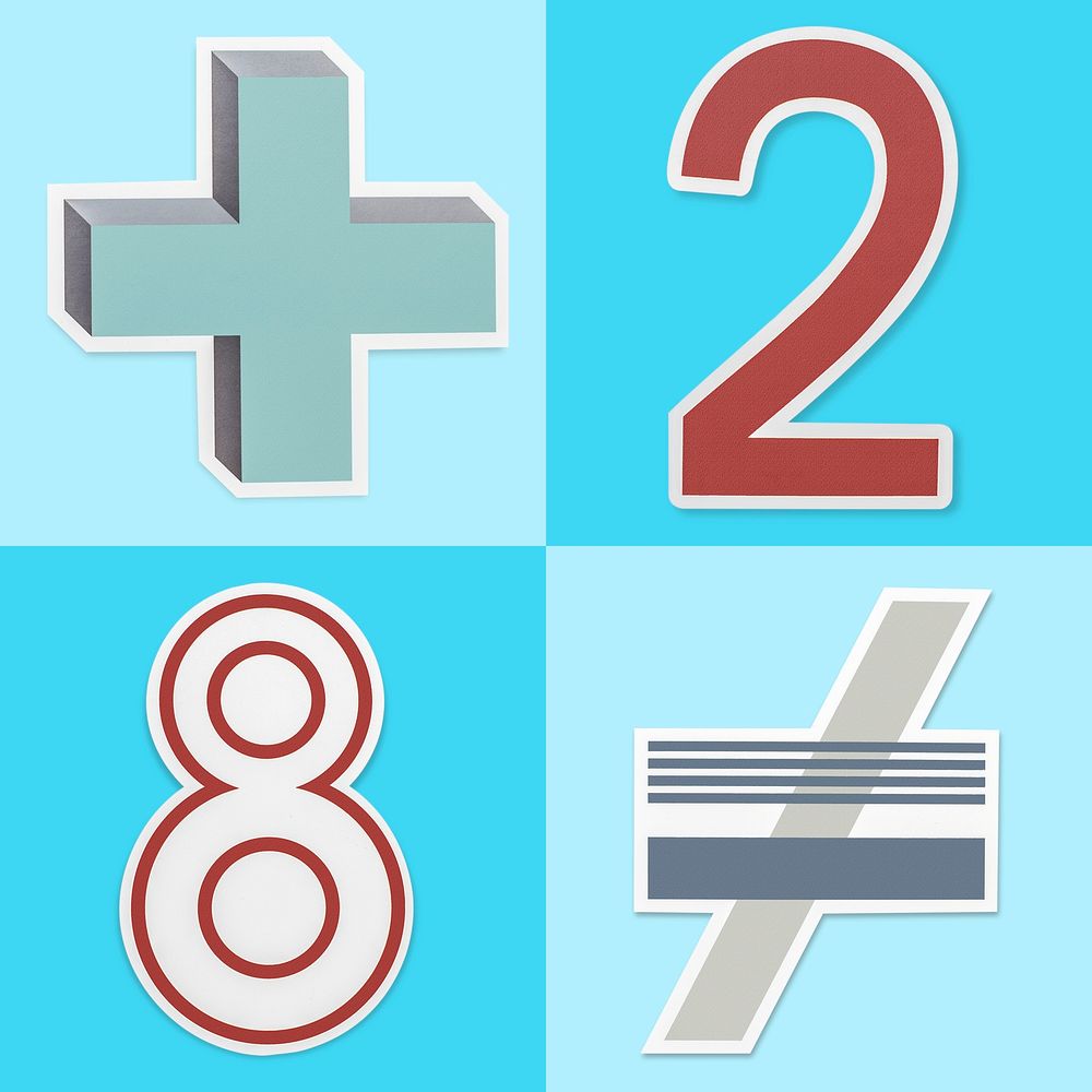 Mathematical signs and formula paper craft illustration icons design element set