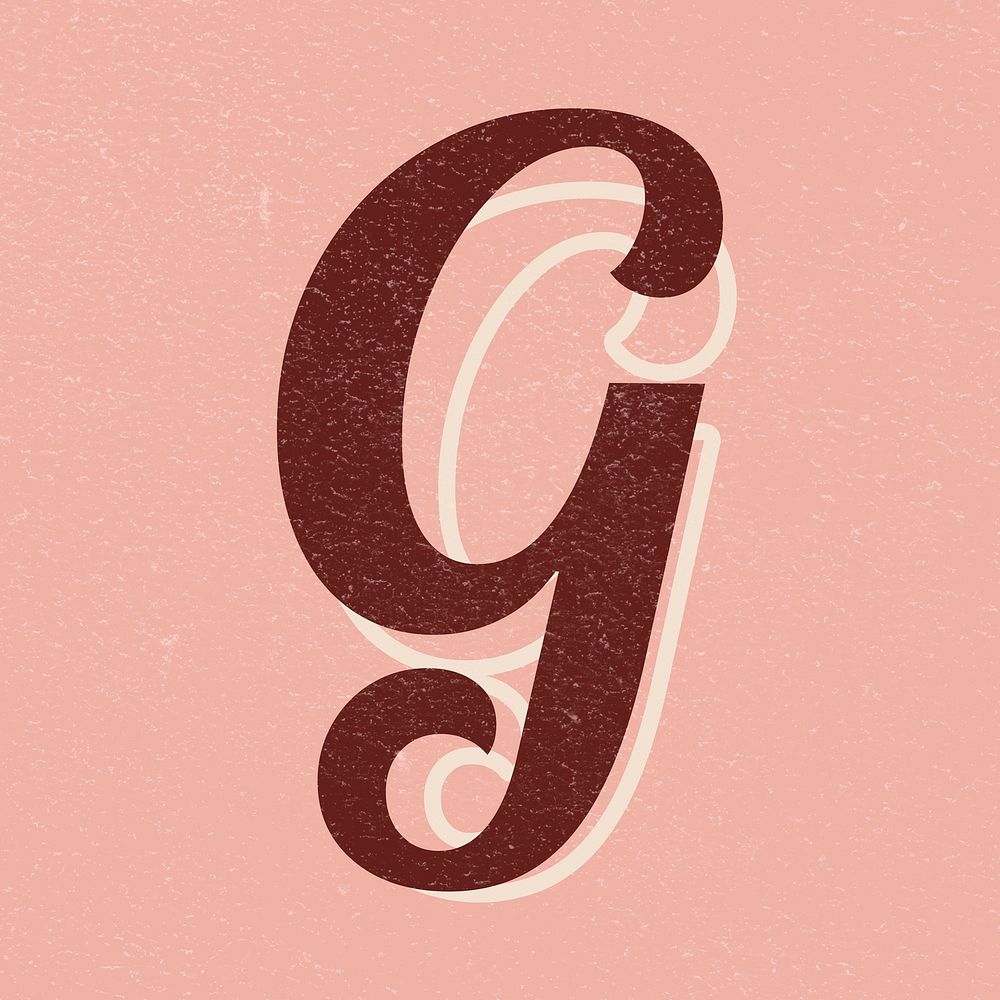 Alphabet letter G vintage handwriting cursive font psd