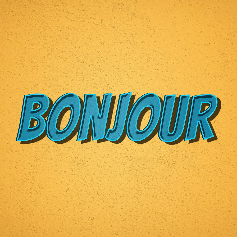 Bonjour comic retro style lettering illustration 