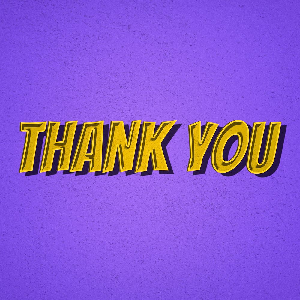 Thank you word art comic font typography