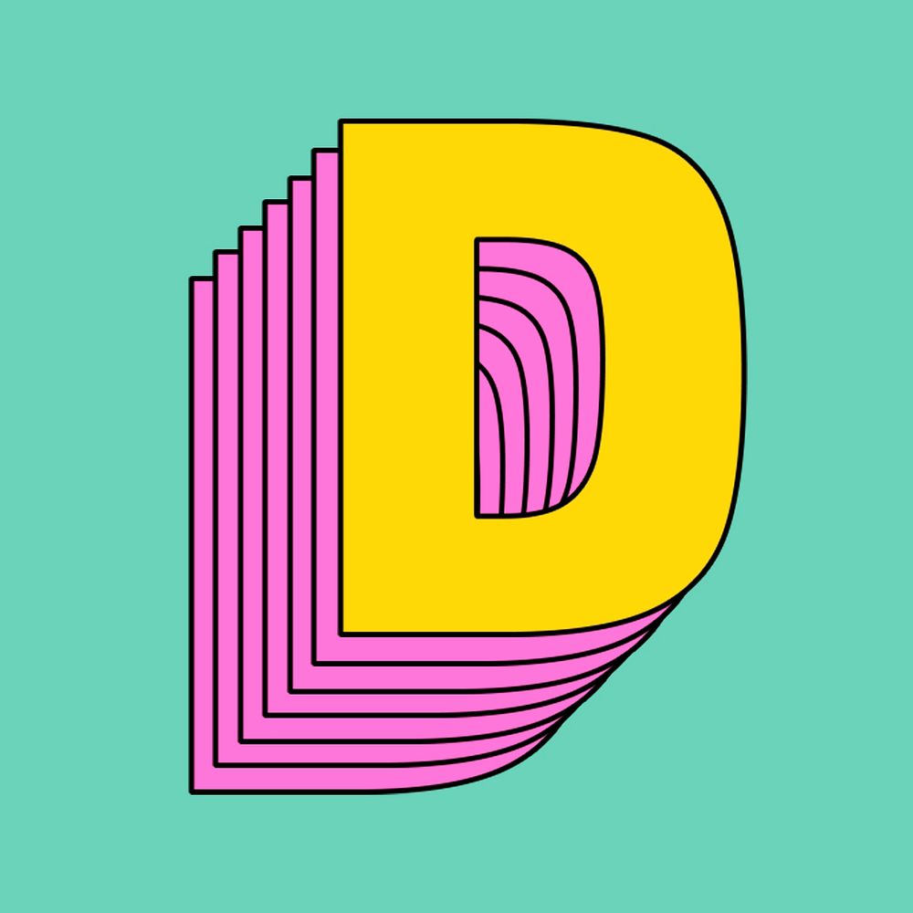 Letter d layered 3d psd font