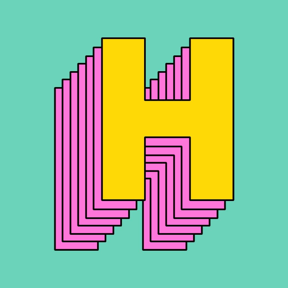 Letter h 3d stylized psd typeface