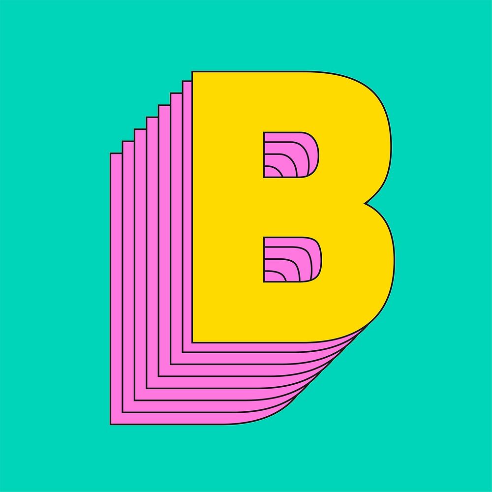 Layered capital b vector stylized typography