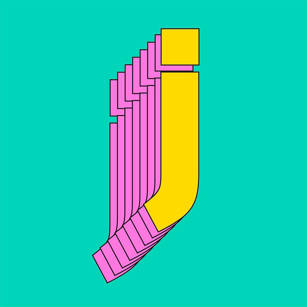 3d letter j vector layered stylized typography