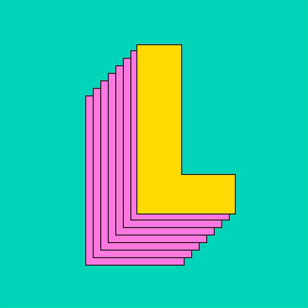3d letter l layered vector stylized typography