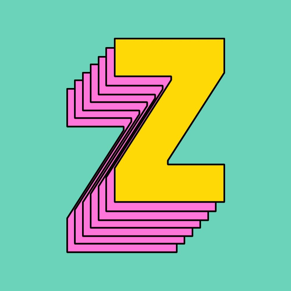 Layered character z psd stylized typography