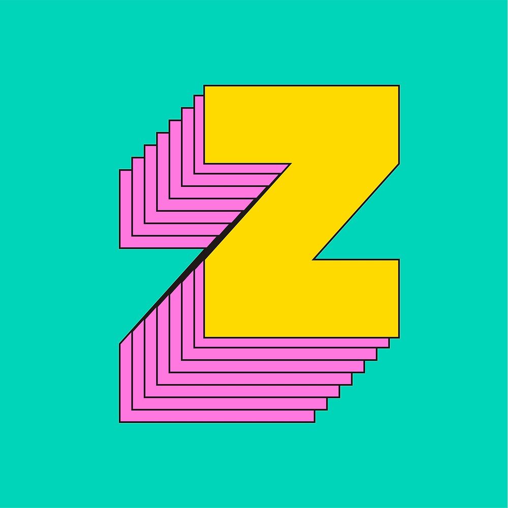 Layered character z vector stylized typography