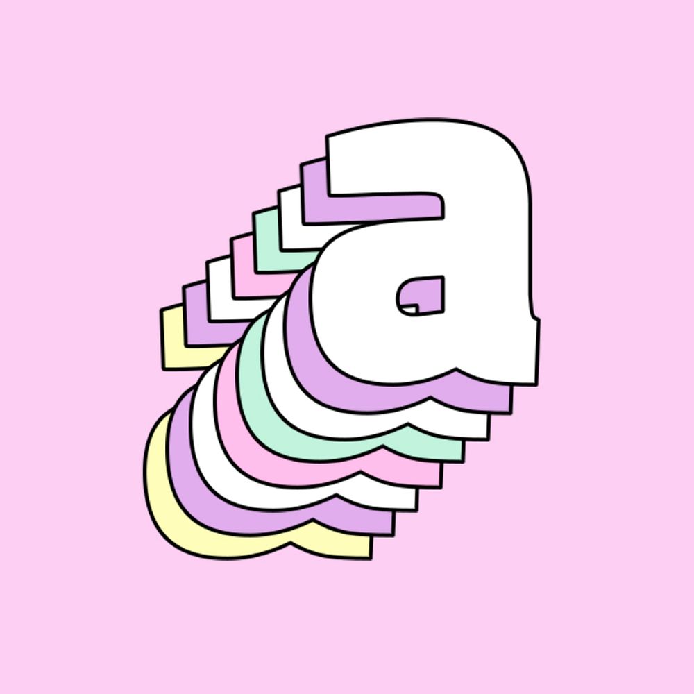 Lowercase 3d pastel a psd letter typography