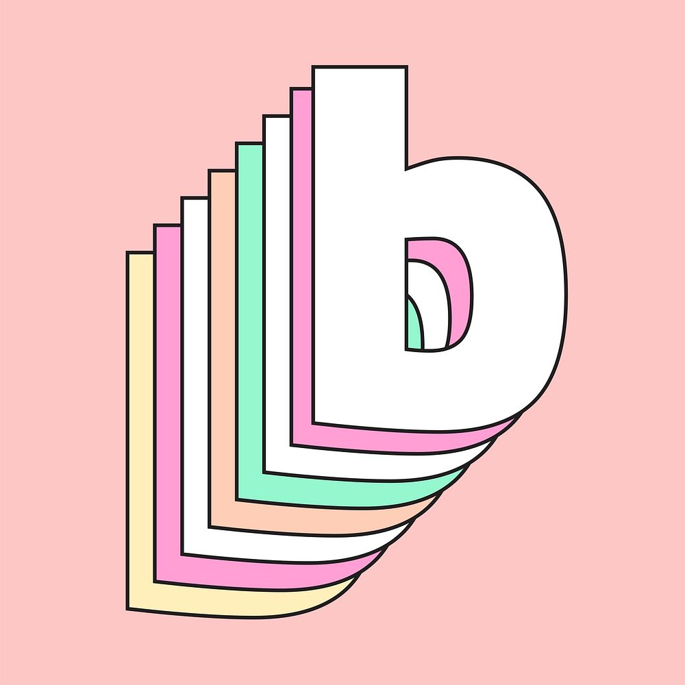 Layered letter b vector retro typeface