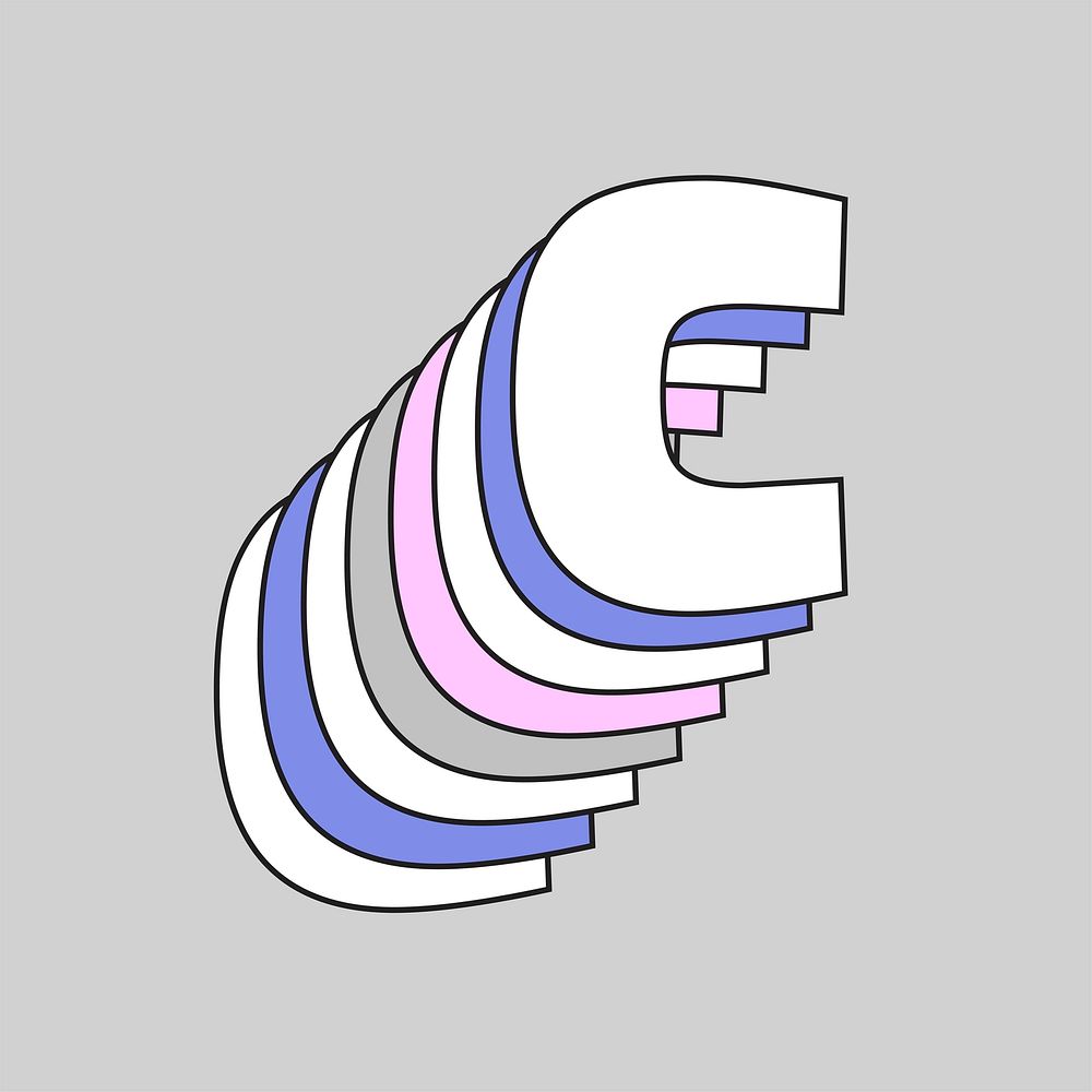 3d pastel letter c vector typography