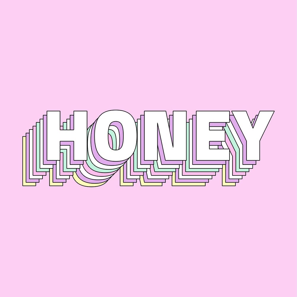 Honey layered text typography retro word