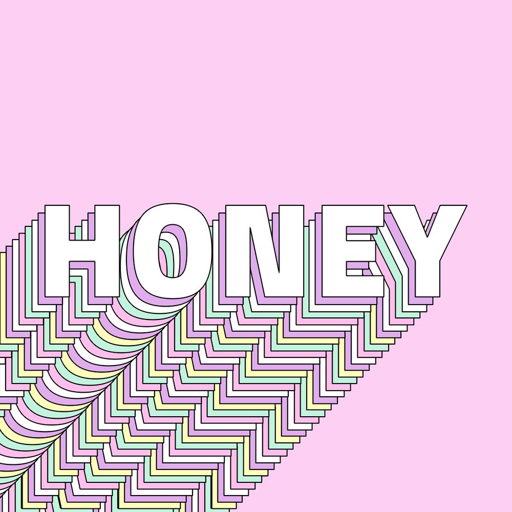 Honey layered typography retro word