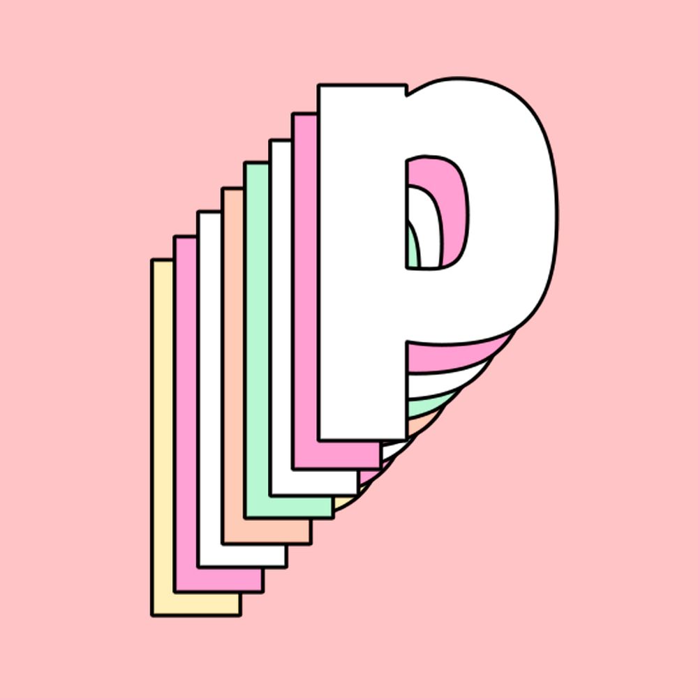 Lowercase letter p psd layered pastel stylized typography