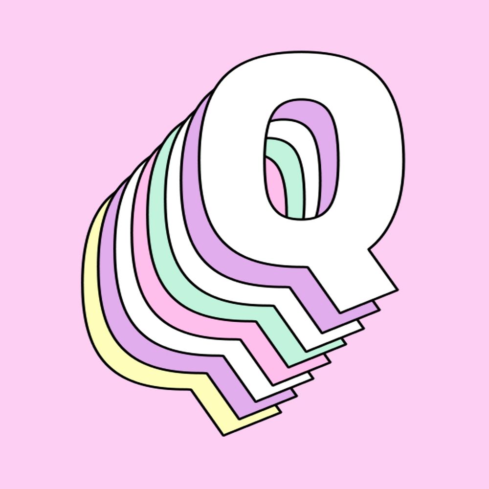 3d letter q capital psd pastel stylized typography