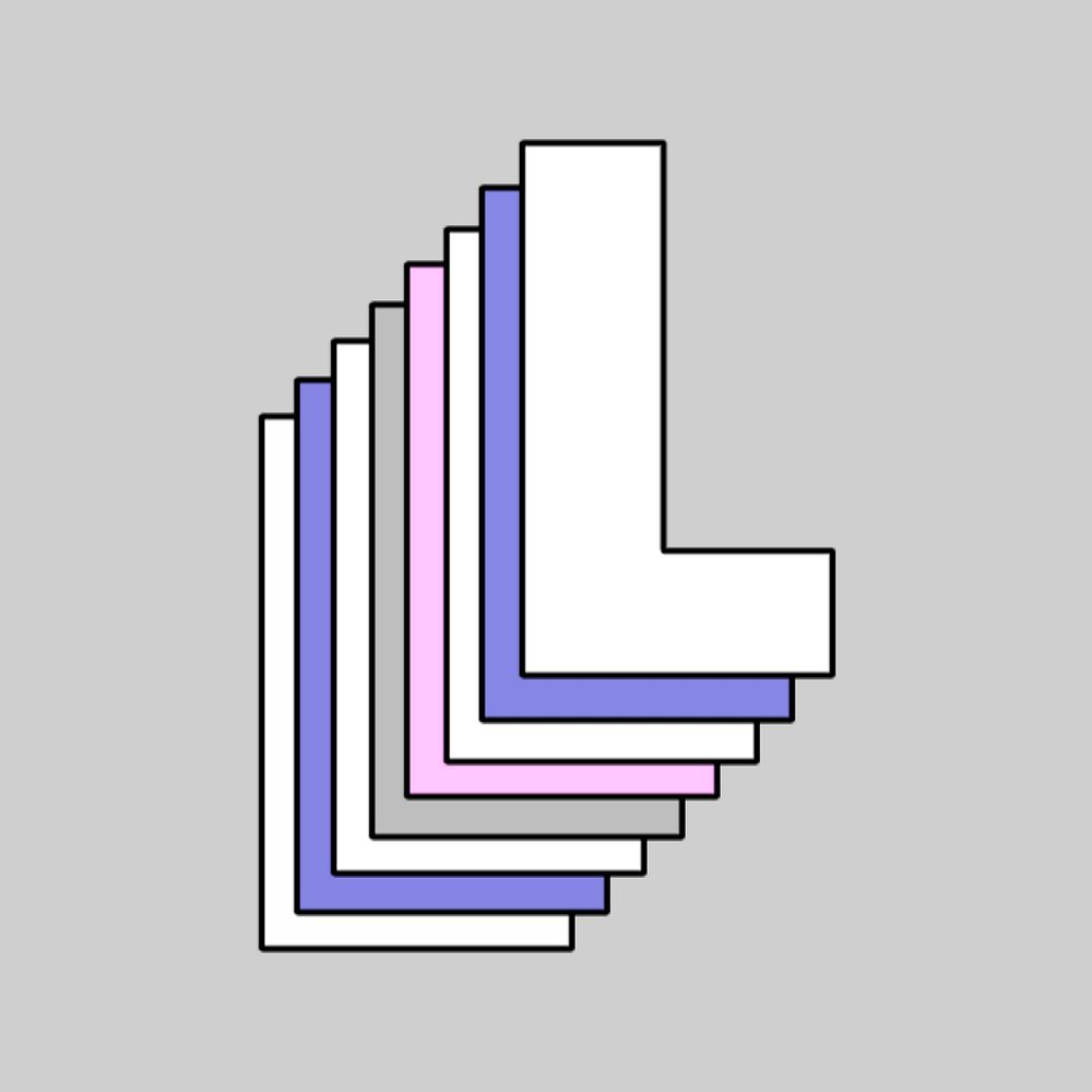 3d letter l layered pastel stylized typography