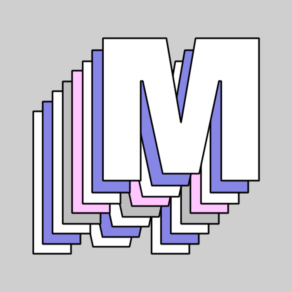 3d letter m psd pastel stylized typography