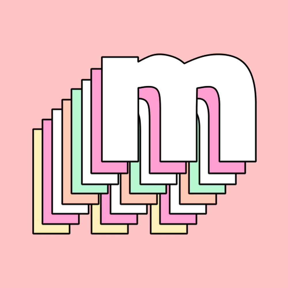 3d psd letter m pastel stylized typography