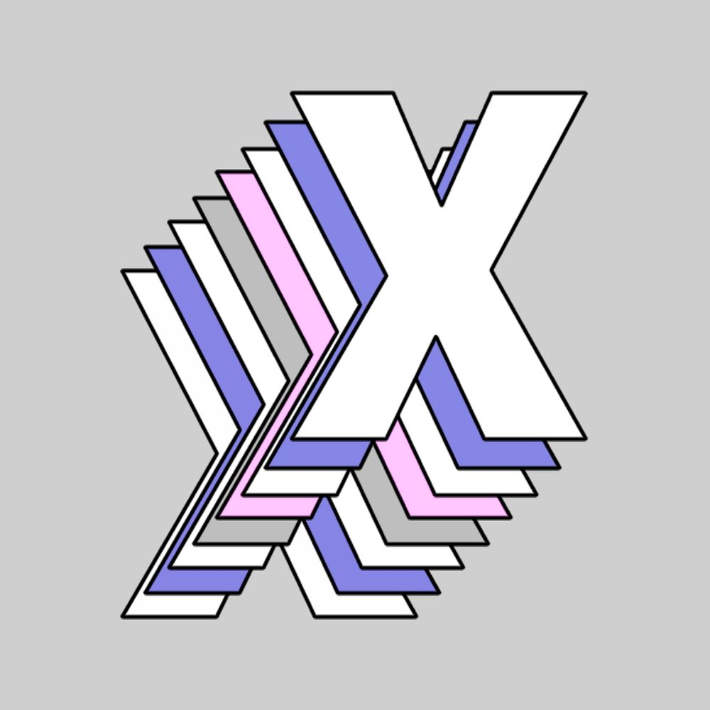 Psd letter x layered pastel typography