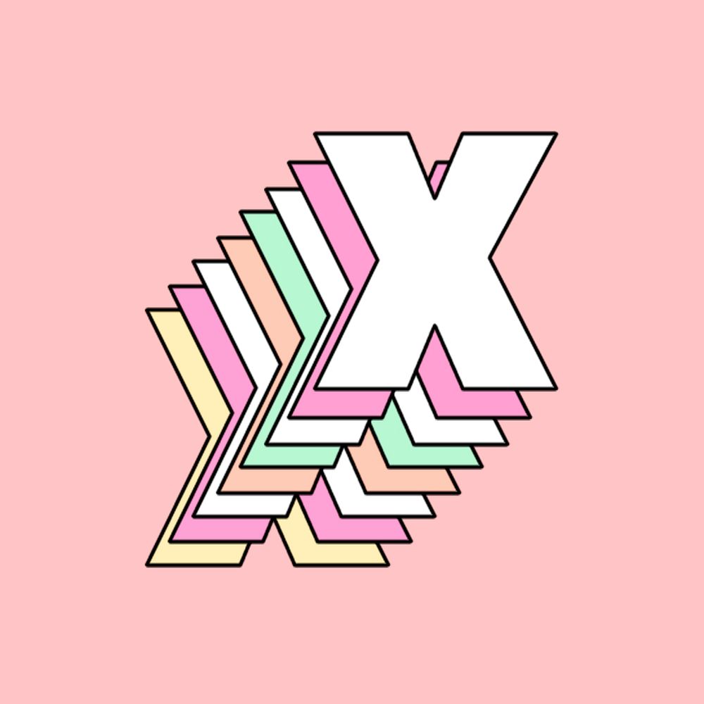 3d letter x psd pastel stylized typography