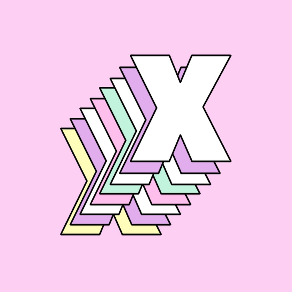 Lowercase stacked letter x psd pastel stylized typography