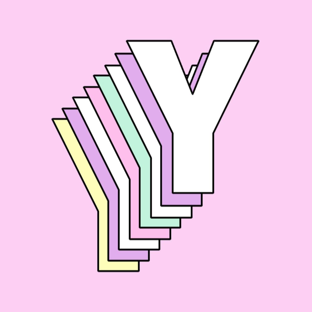 Psd letter y layered pastel  typography