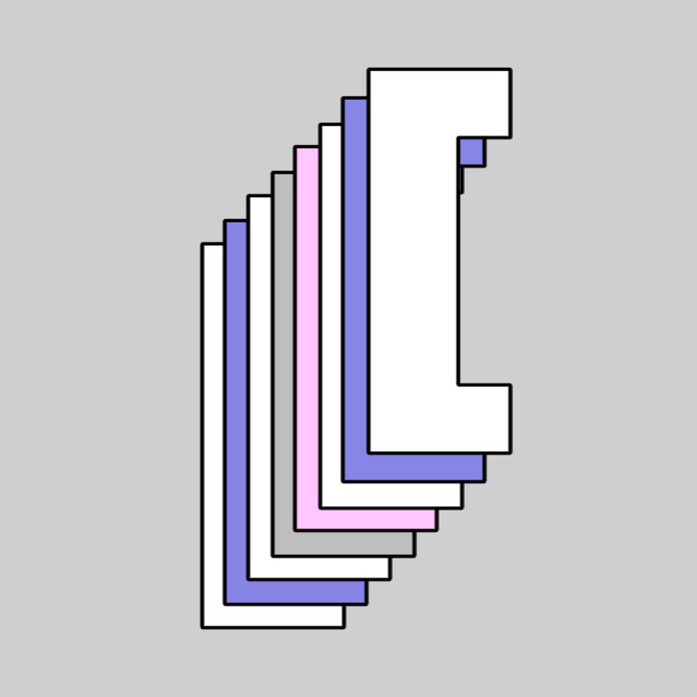 Layered pastel square bracket psd retro typography