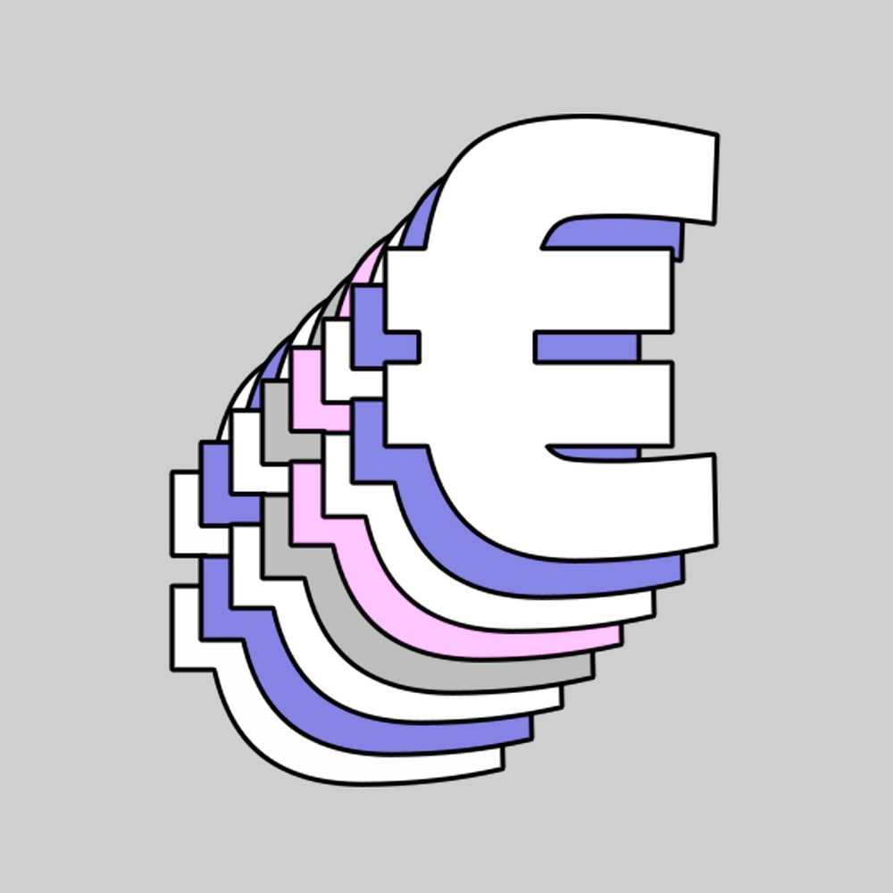Euro symbol pastel 3d psd font
