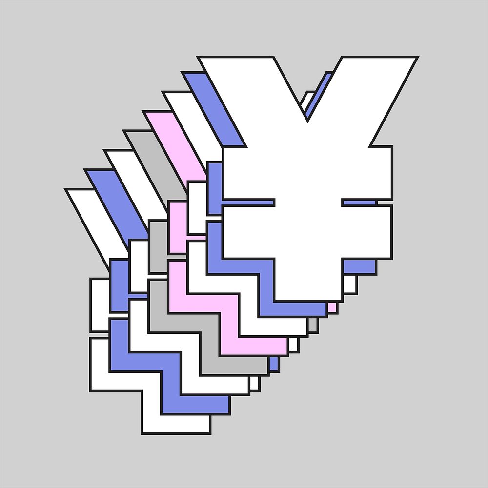 Retro 3d pastel yen png sign typography