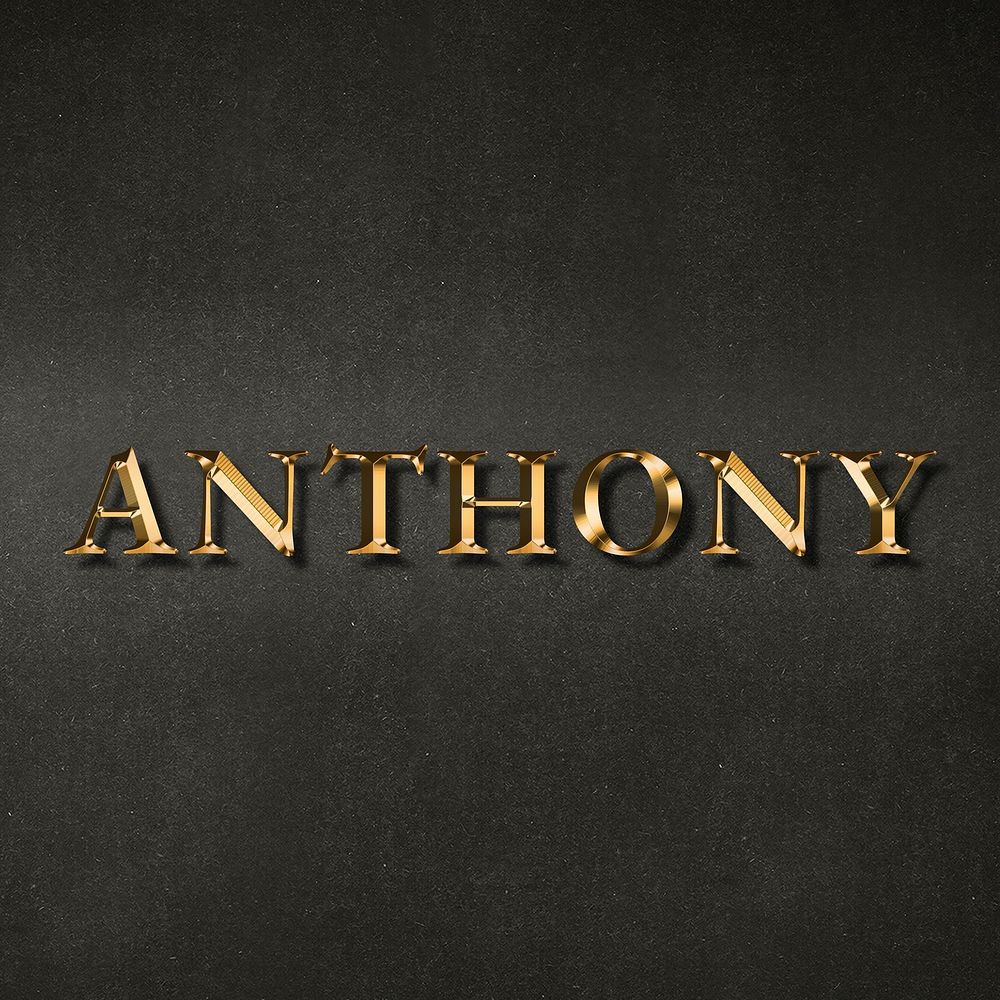 Anthony typography in gold effect design element 