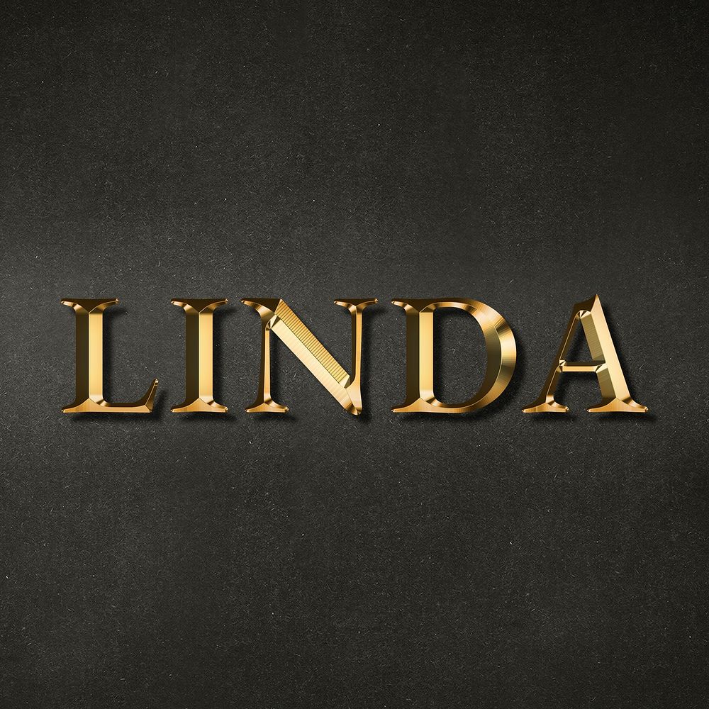 Linda typography in gold effect design element 