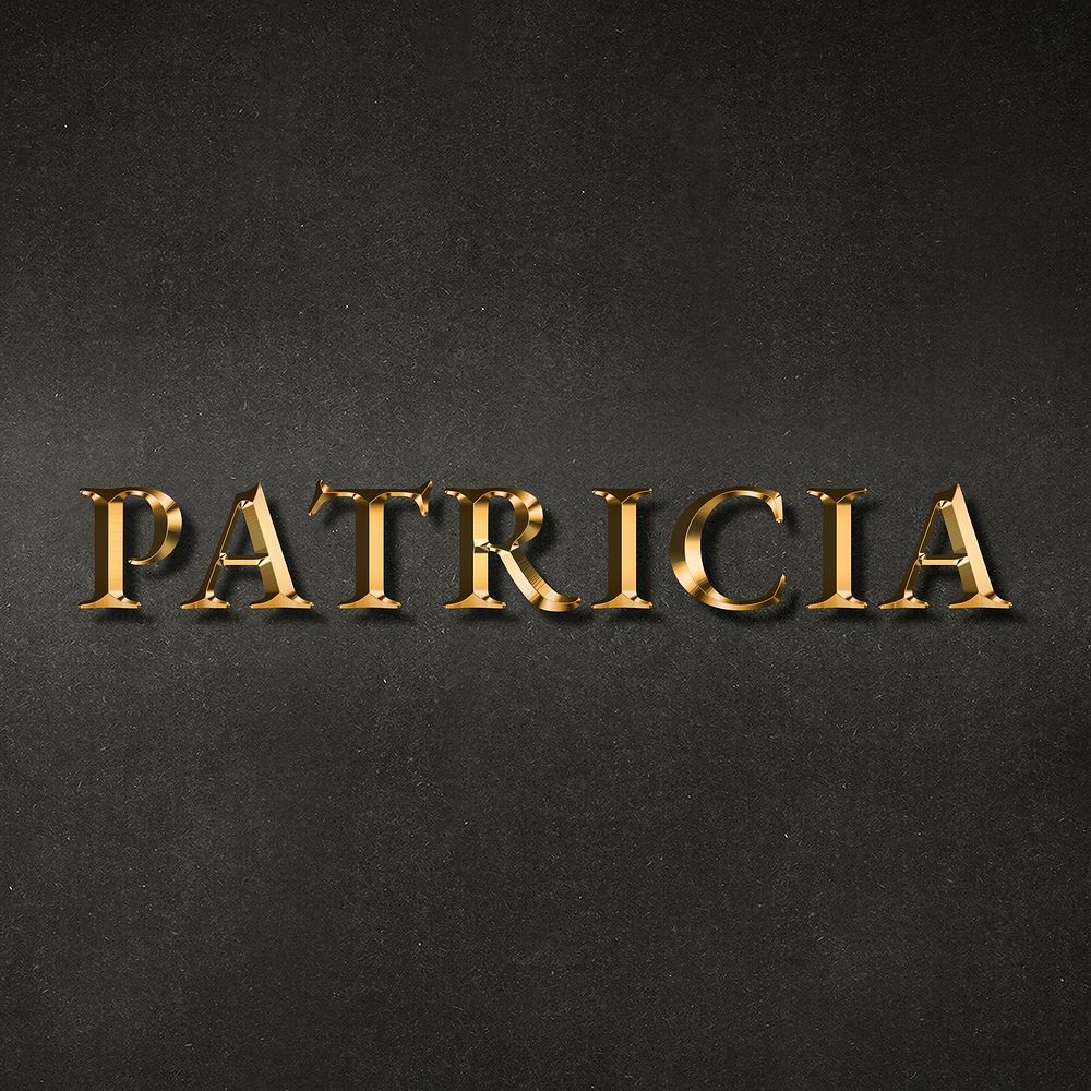 Patricia typography in gold effect design element