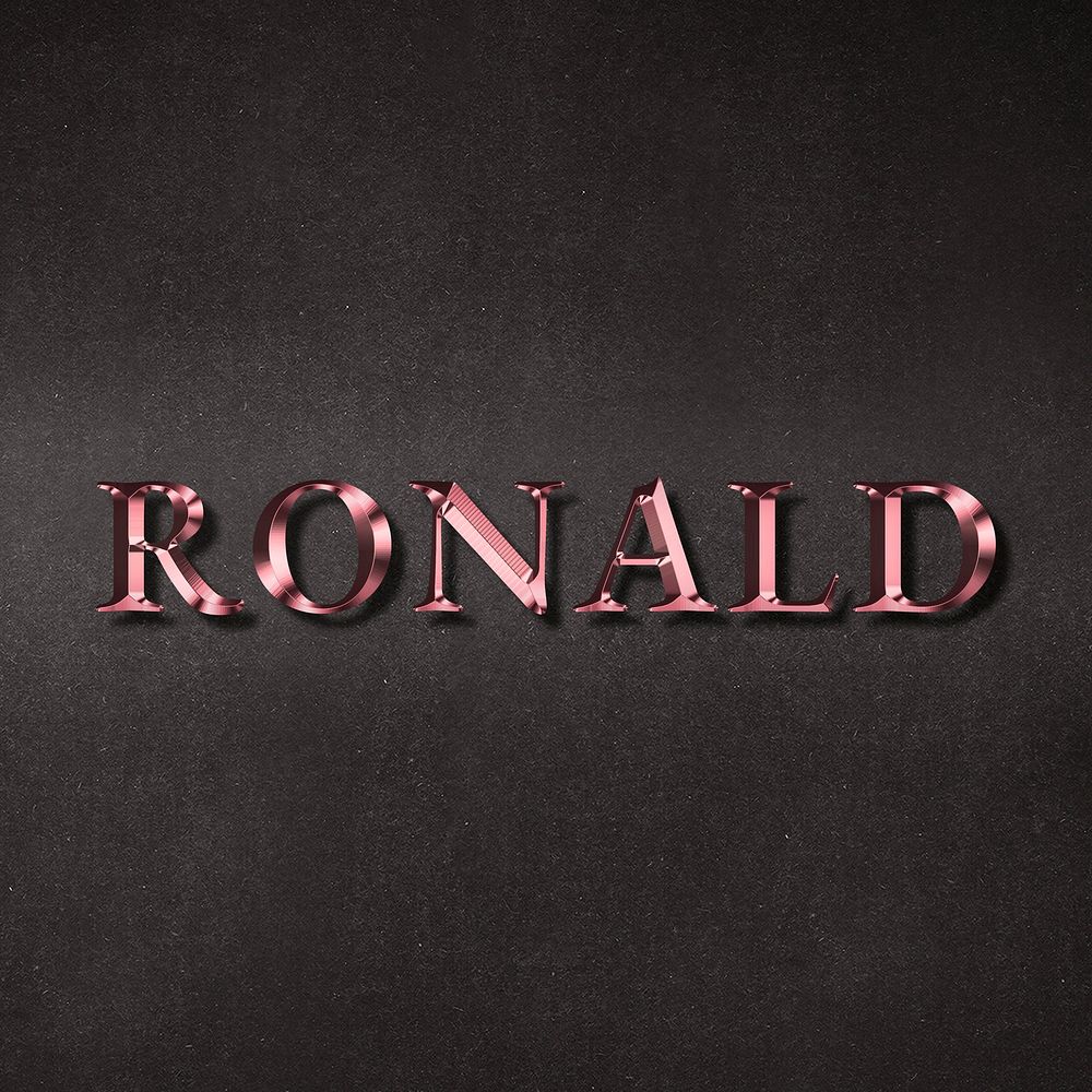 Ronald typography in metallic rose gold design element