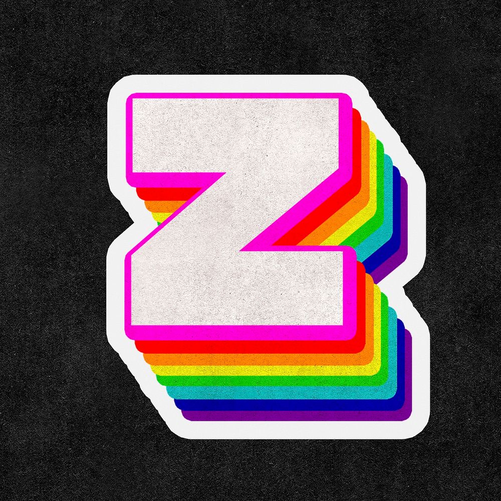 Z font psd 3d rainbow typeface paper texture