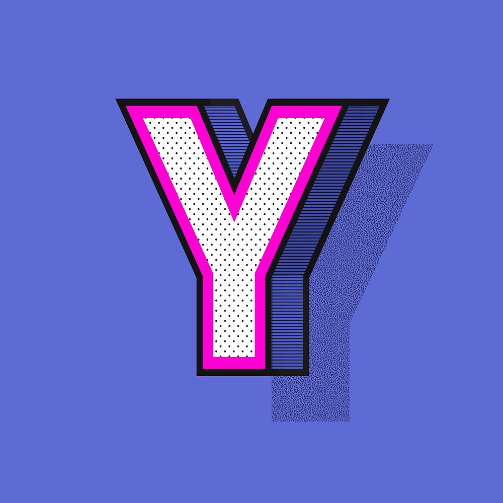 3D Letter Y isometric vector halftone style typography